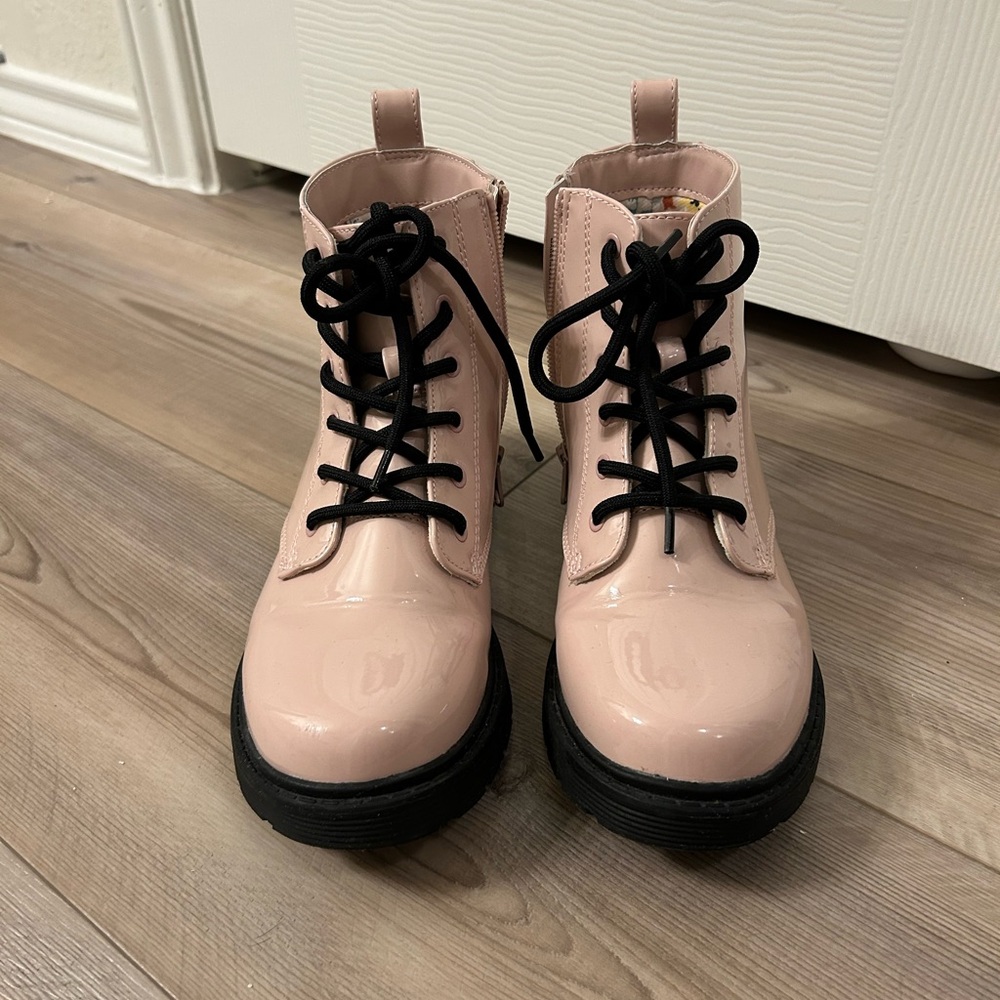 Art Class Pink Combat Boots with Black Laces